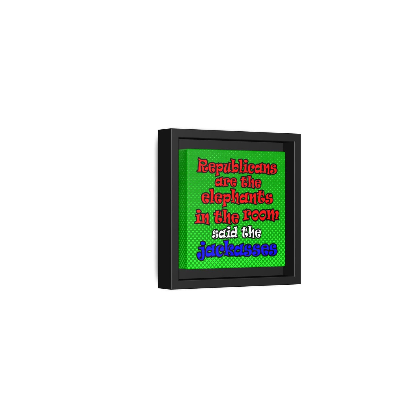 donkeys and elephants - framed canvas art (logo green)