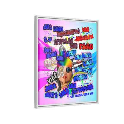drop the beat - framed canvas art (light blue-pink wave)