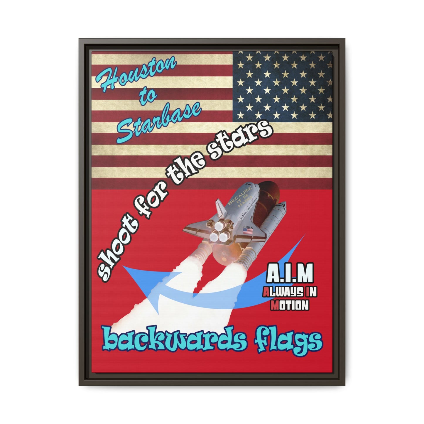 shoot for the stars - framed canvas art (dark red)