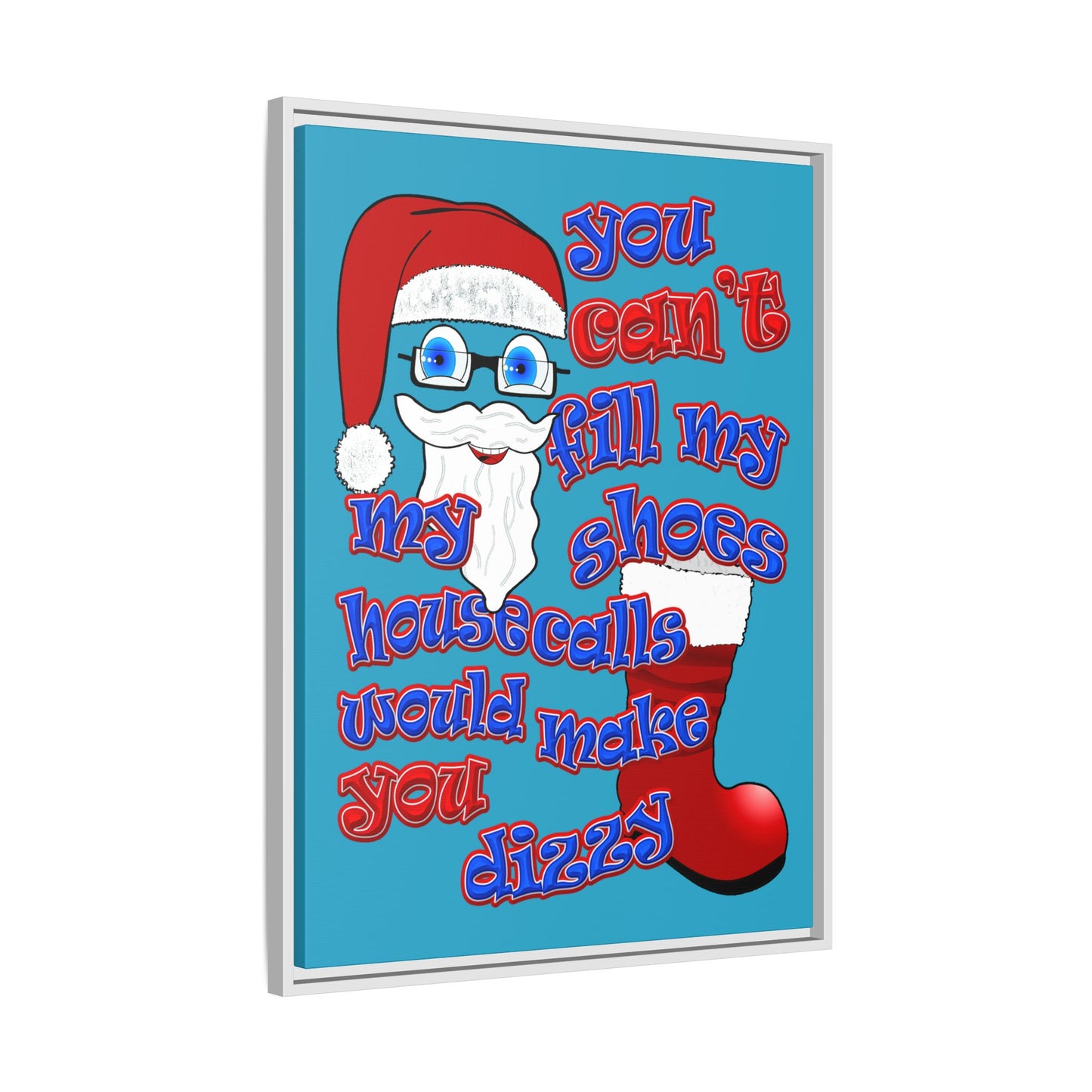 santa's shoes - framed canvas art (turquoise)