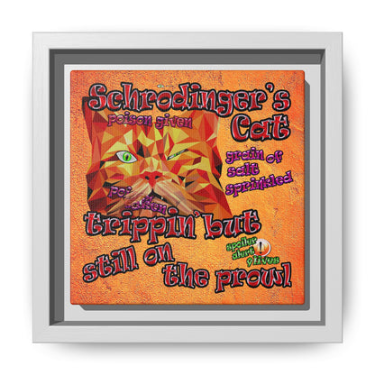 schrodinger's cat - framed canvas art (burnt orange)
