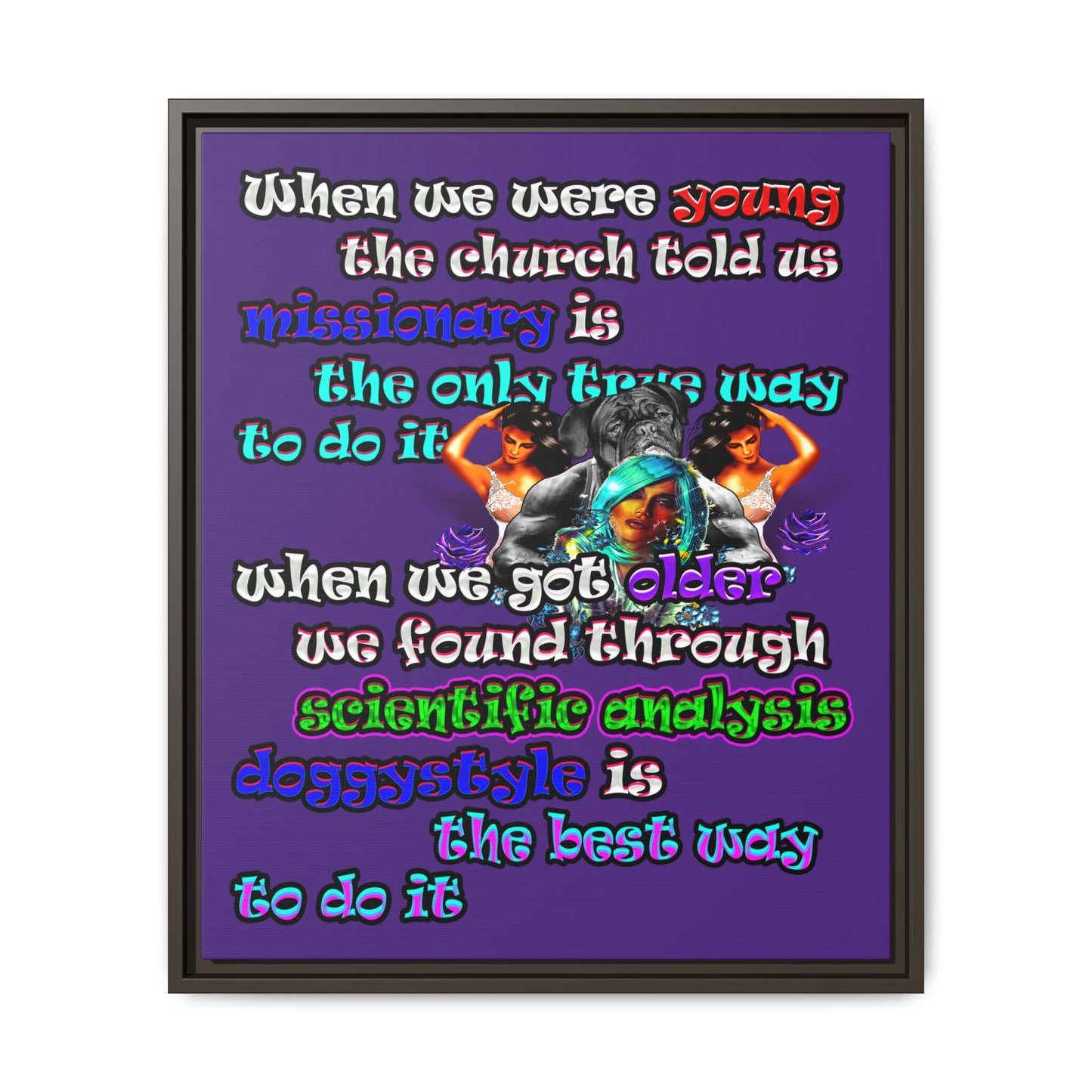 doggystyle - framed canvas art (purple)