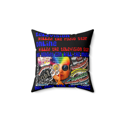 don't tell the music - Spun Polyester Square Pillow - (black)
