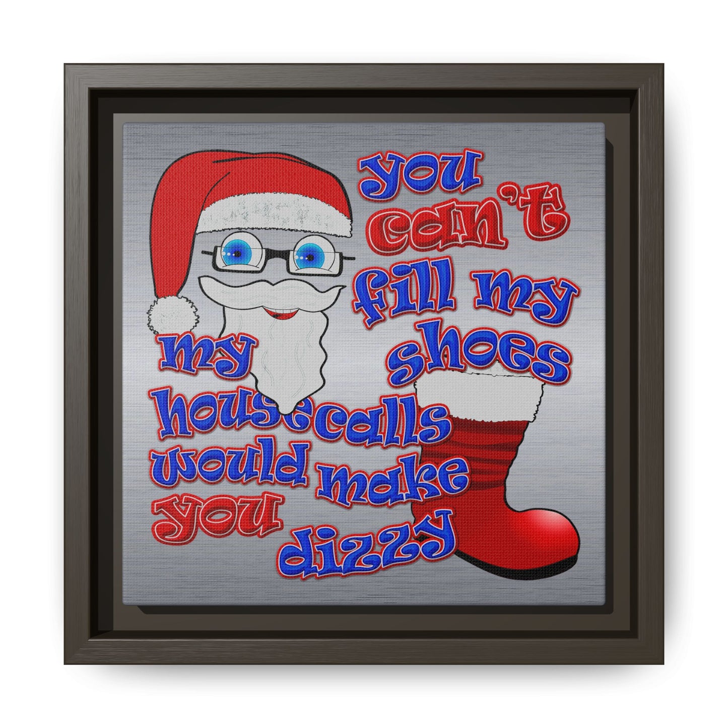 santa's shoes - framed canvas art (brushed nickel)