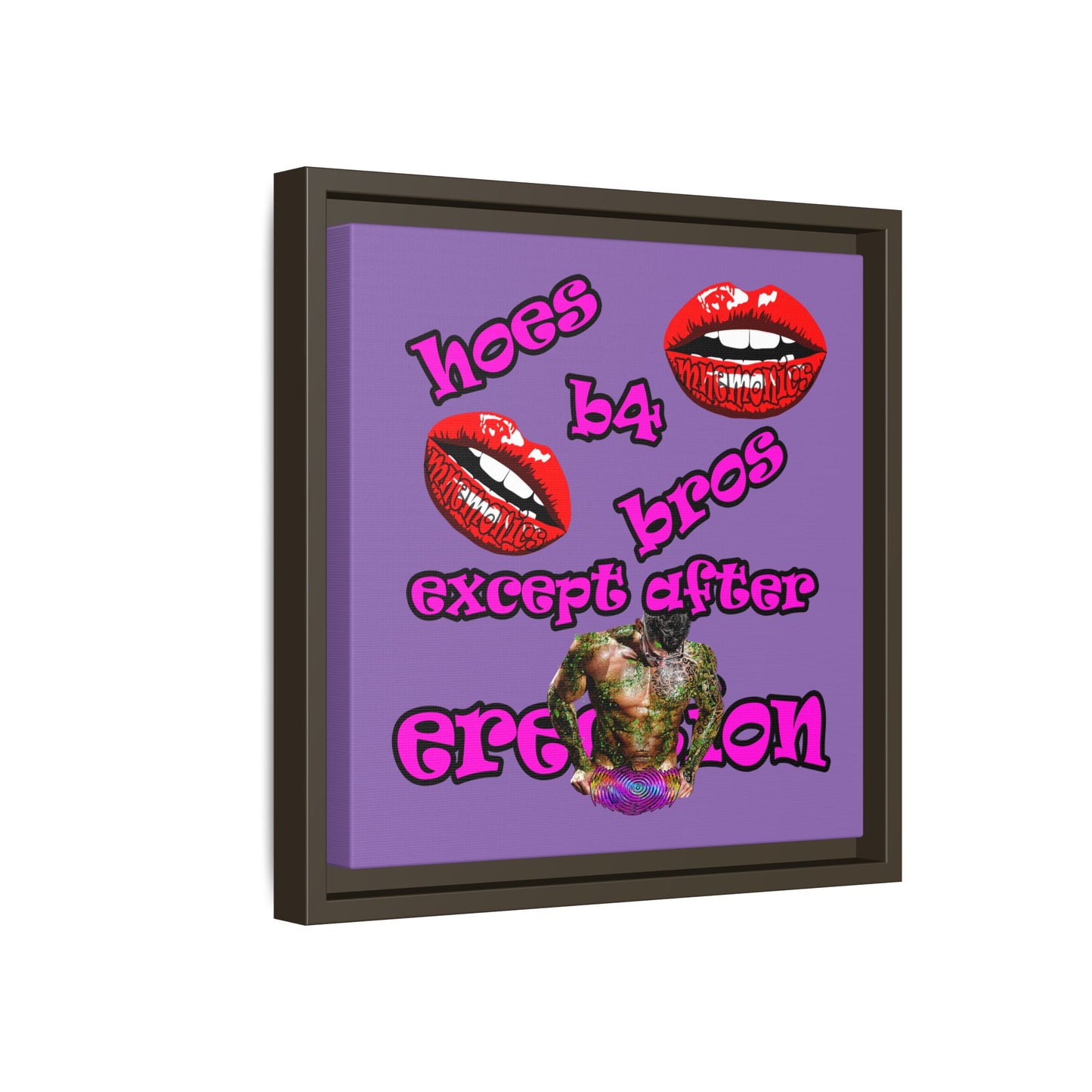 hoes b4 bros - framed canvas art (light purple)
