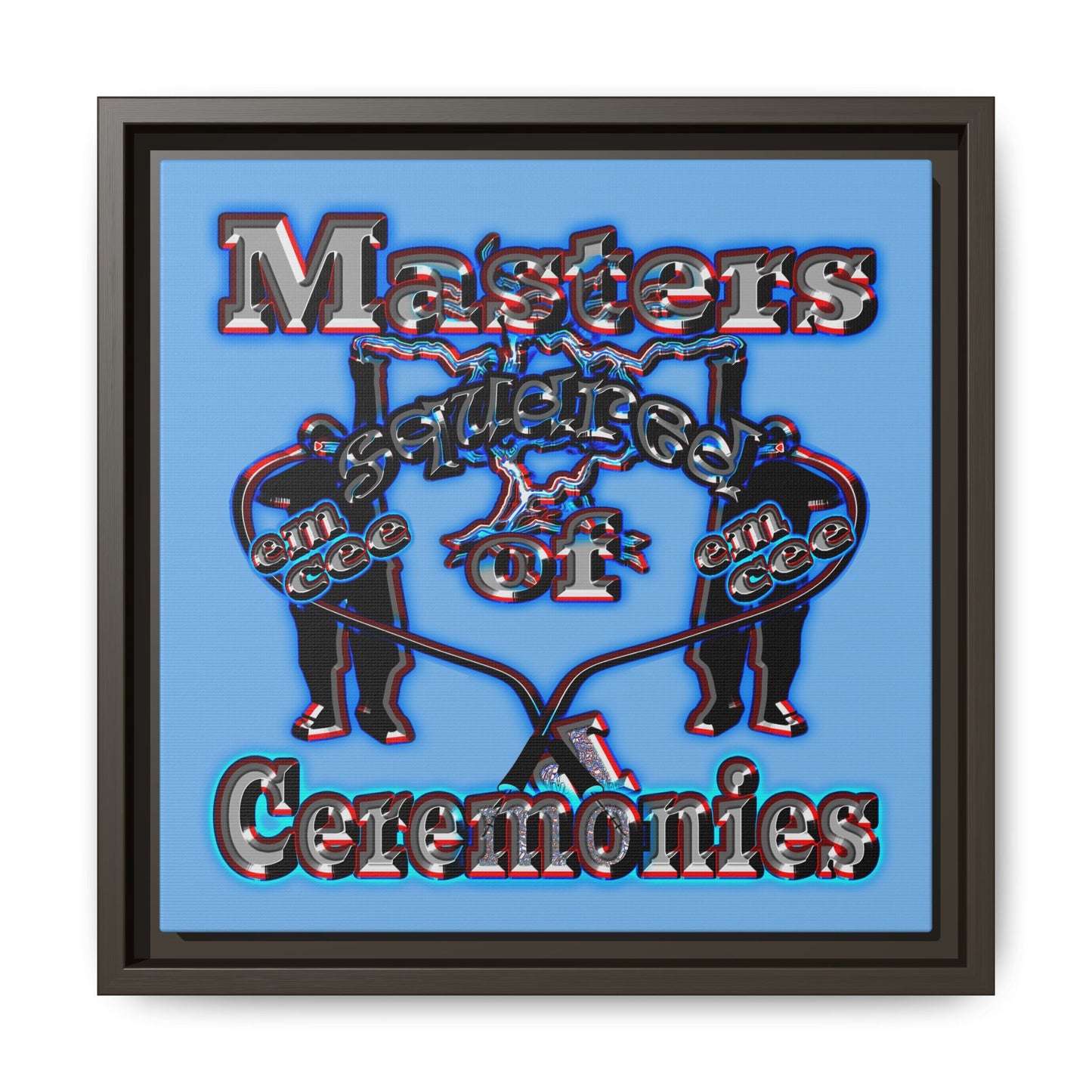 em cee squared - framed canvas art (light blue)