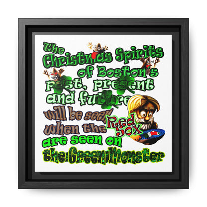 christmas spirits of boston - framed canvas art (white)