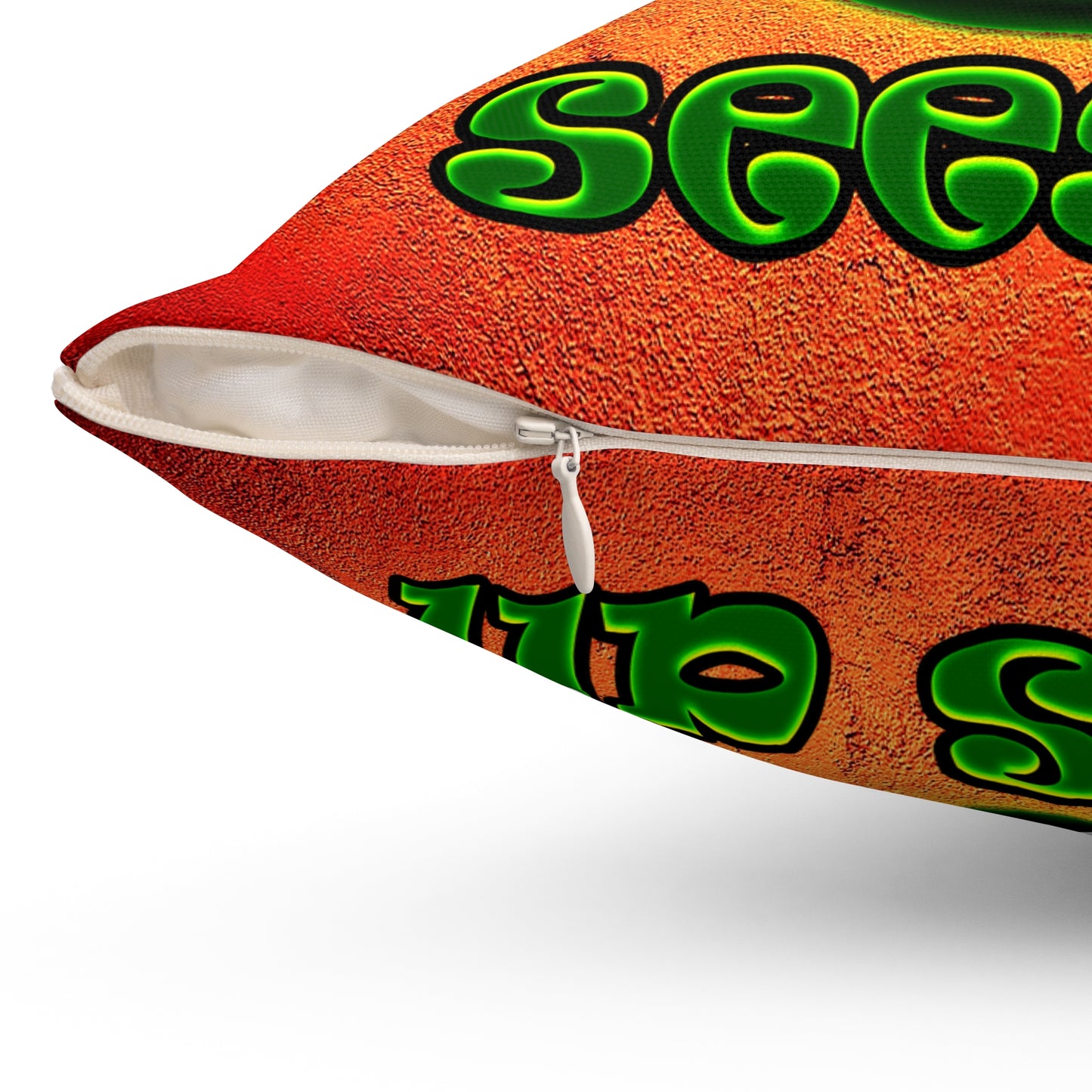 green monster - Spun Polyester Square Pillow - (burnt orange)