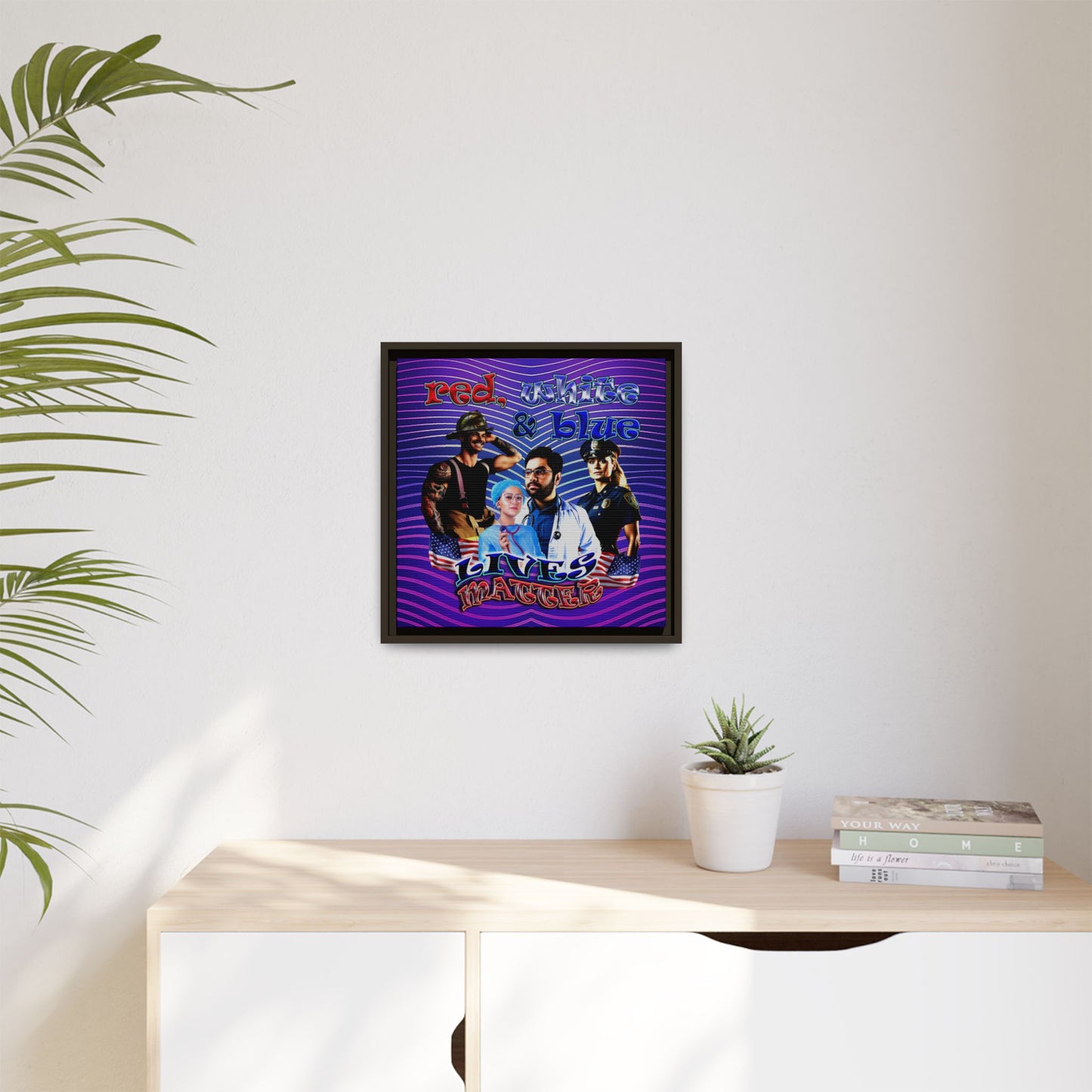rw&b lives matter - framed canvas art (purple wave)