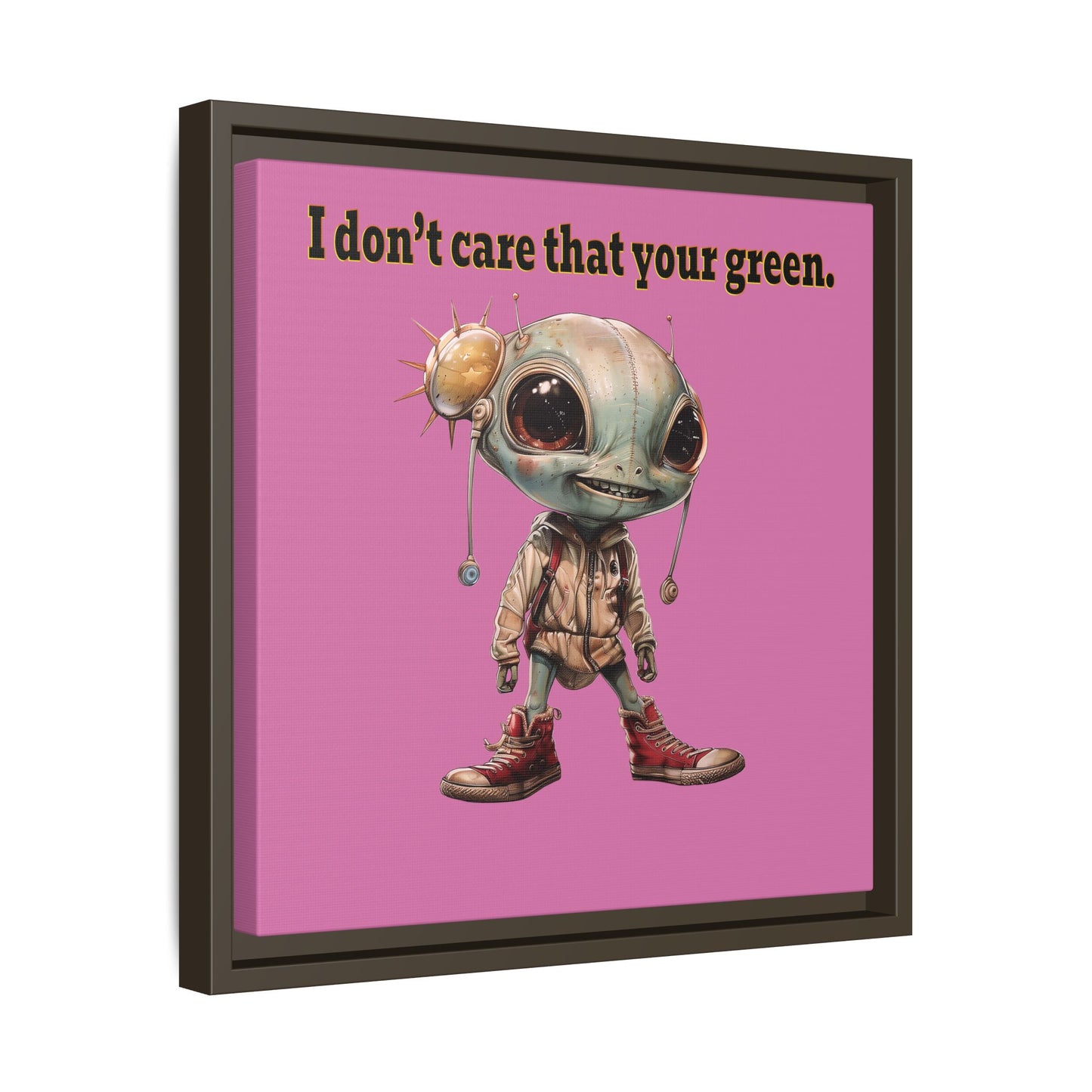 I don't care that your green - framed canvas art (light pink)