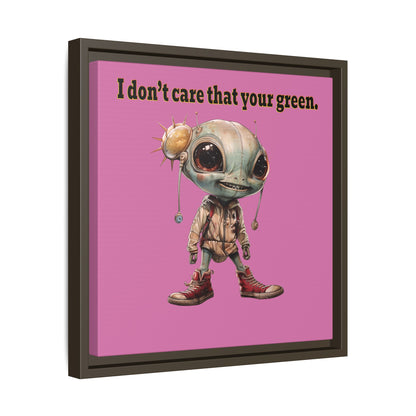 I don't care that your green - framed canvas art (light pink)