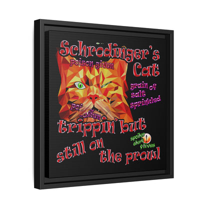 schrodinger's cat - framed canvas art (black)