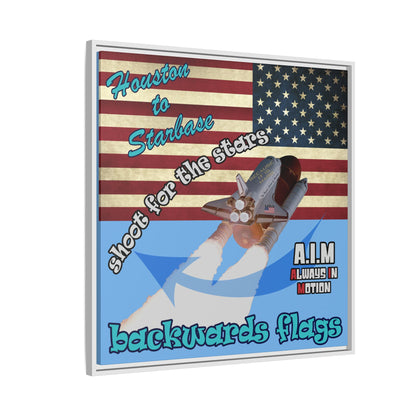 shoot for the stars - framed canvas art (light blue)