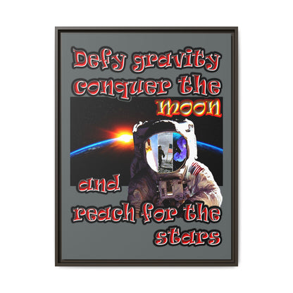 defy conquer reach - framed canvas art (dark grey)