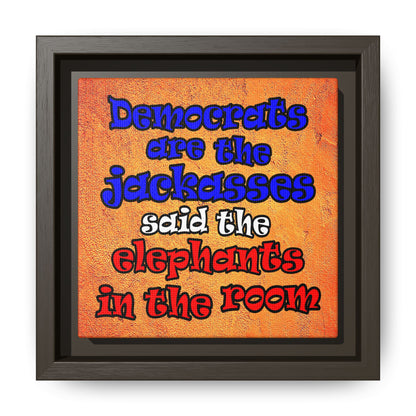 donkeys and elephants - framed canvas art (burnt orange)