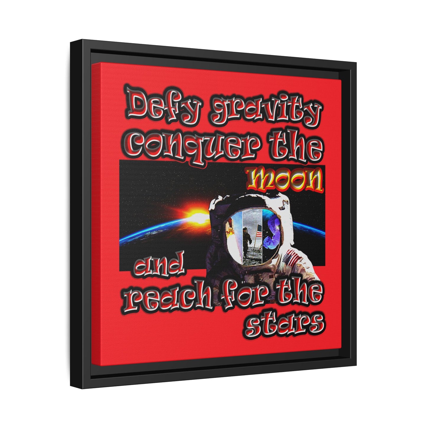 defy conquer reach - framed canvas art (red)