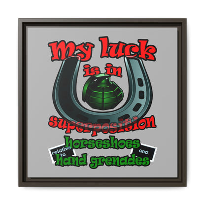 my luck - framed canvas art (light grey)