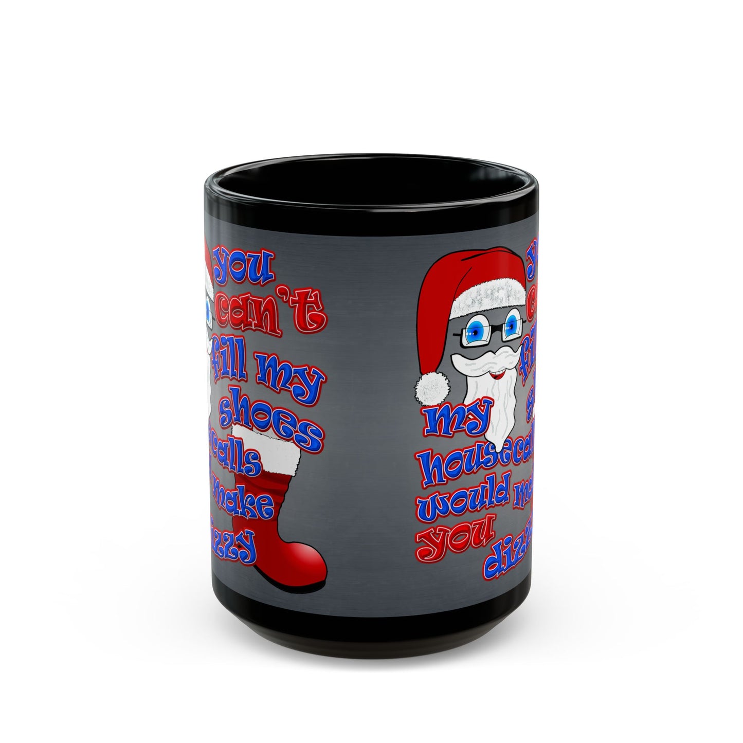 santa's shoes - Black Mug (grey-light grey)