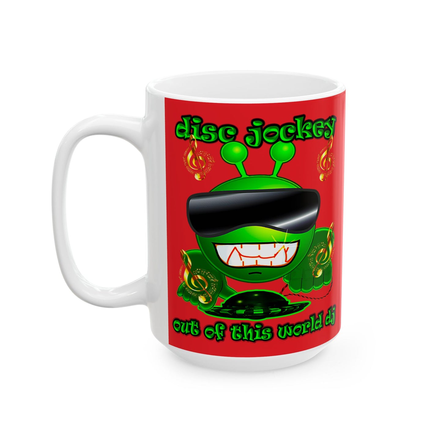 disc jockey - White Mug (red)