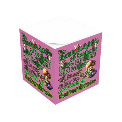 christmas spirits of boston - note cube (light pink)