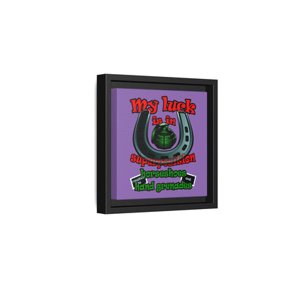 my luck - framed canvas art (light purple)