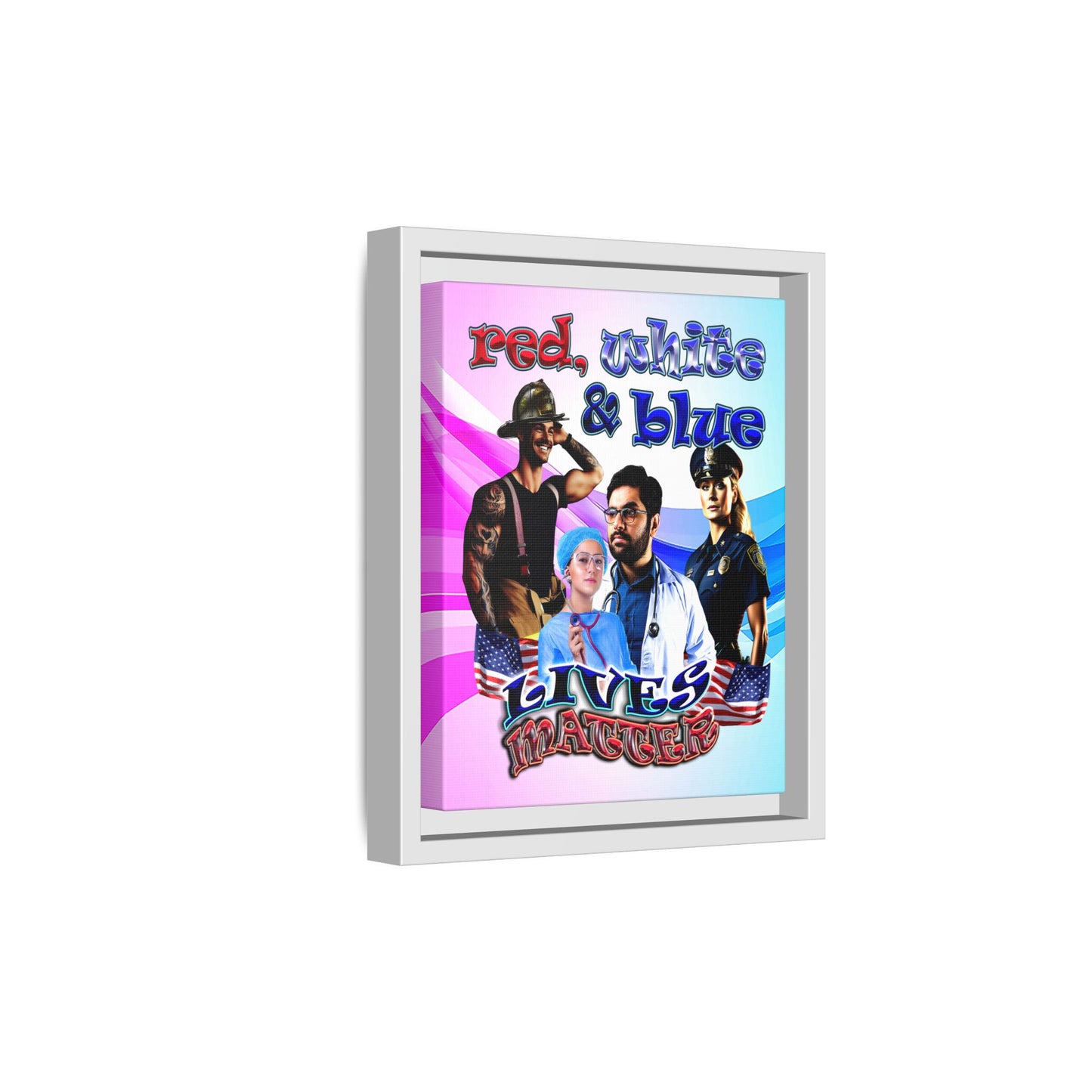 rw&b lives matter - framed canvas art (light blue-pink wave)