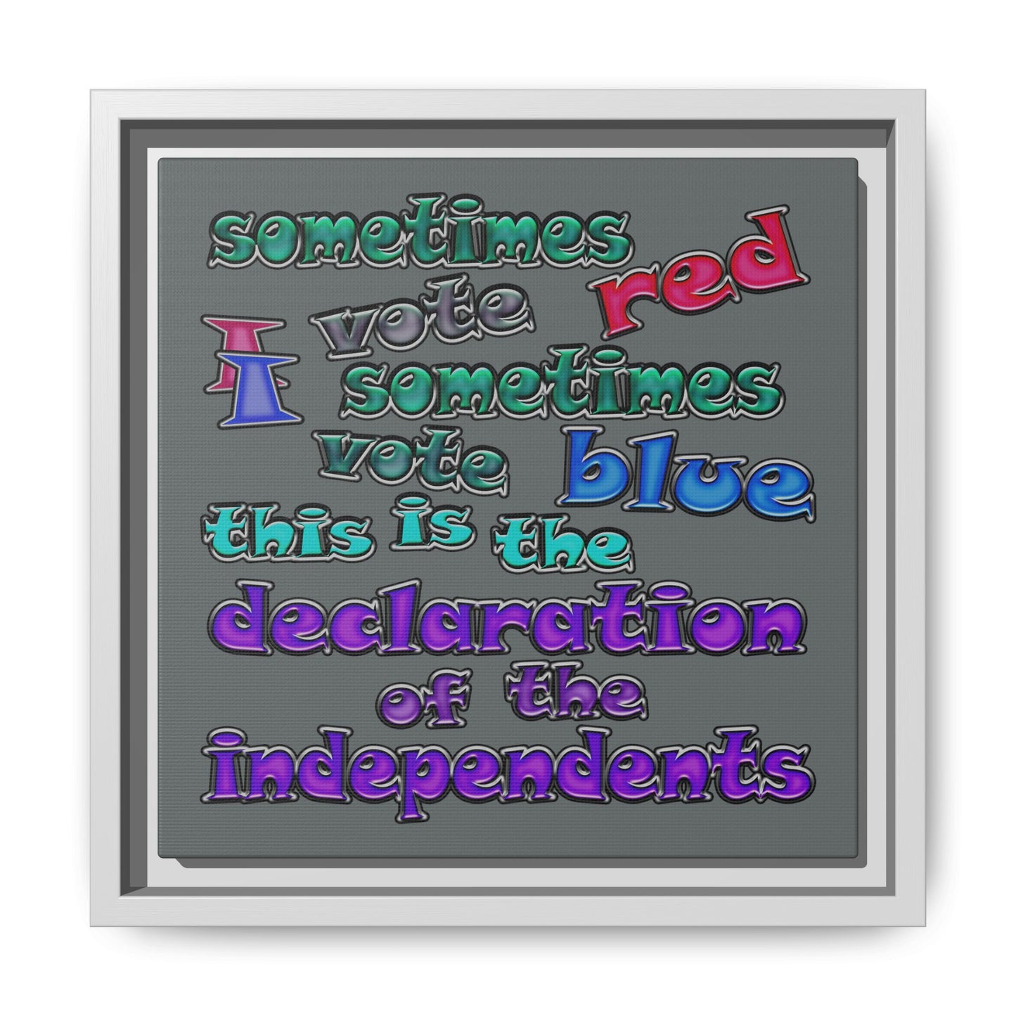 declaration of the independents - framed canvas art (dark grey)