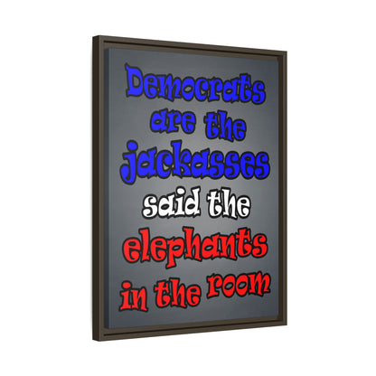 donkeys and elephants - framed canvas art (grey-light grey)