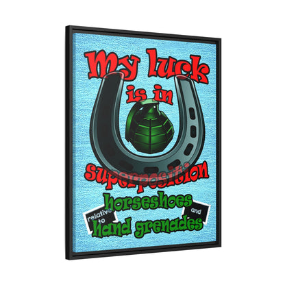my luck - framed canvas art (faded blue)
