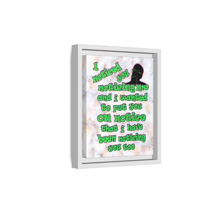 noticed you noticing - framed canvas art (white marble)