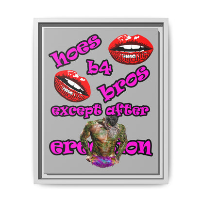 hoes b4 bros - framed canvas art (light grey)