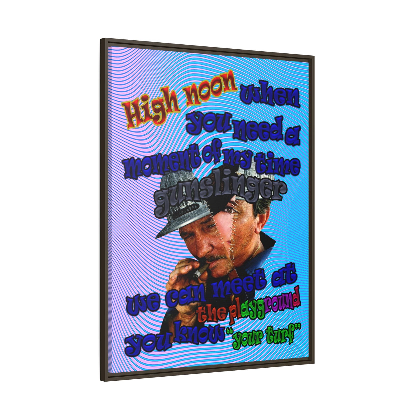 high noon - framed canvas art (light blue-purple wave)