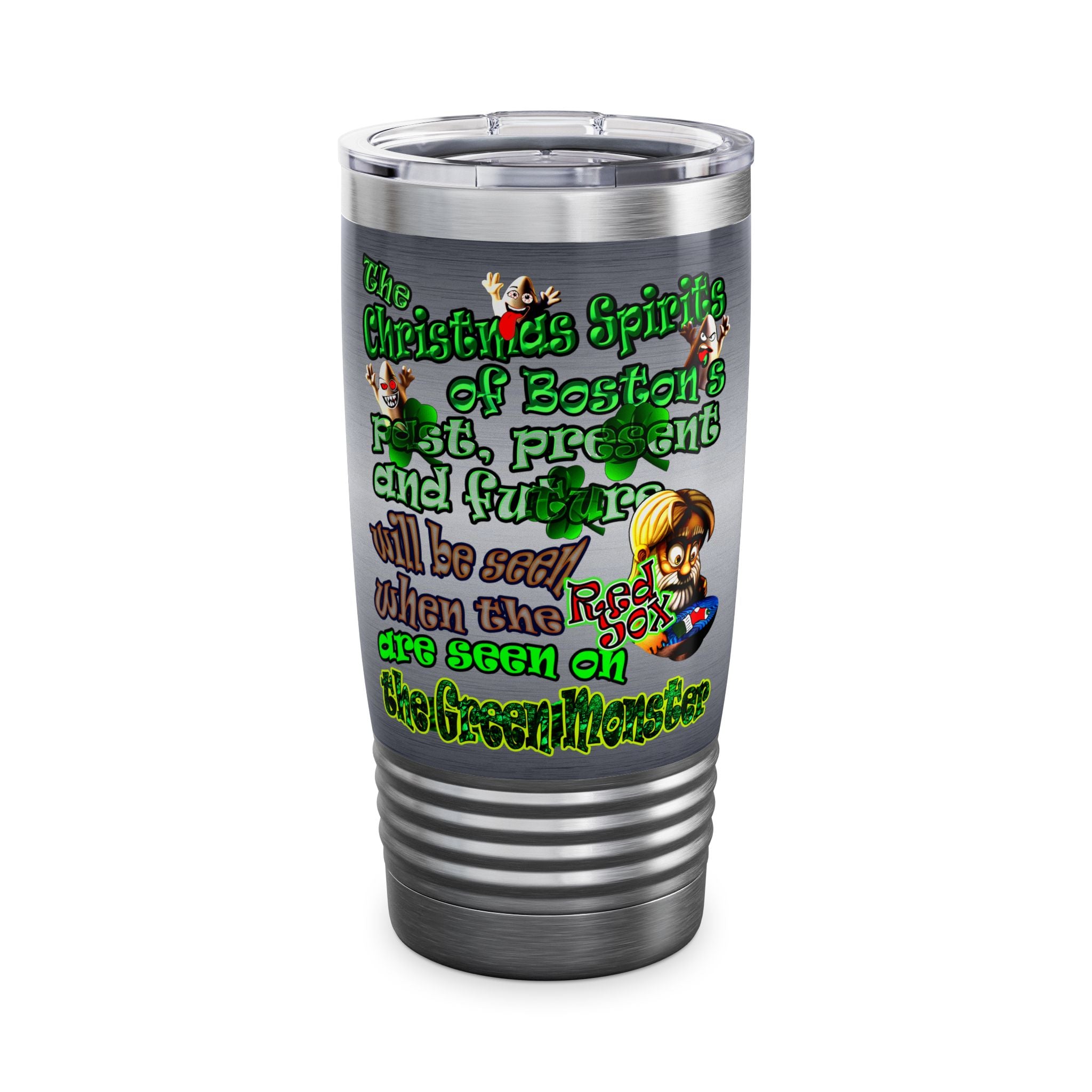 christmas spirits of boston - Ringneck Tumbler, 20oz (brushed nickel)