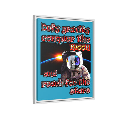 defy conquer reach - framed canvas art (turquoise)