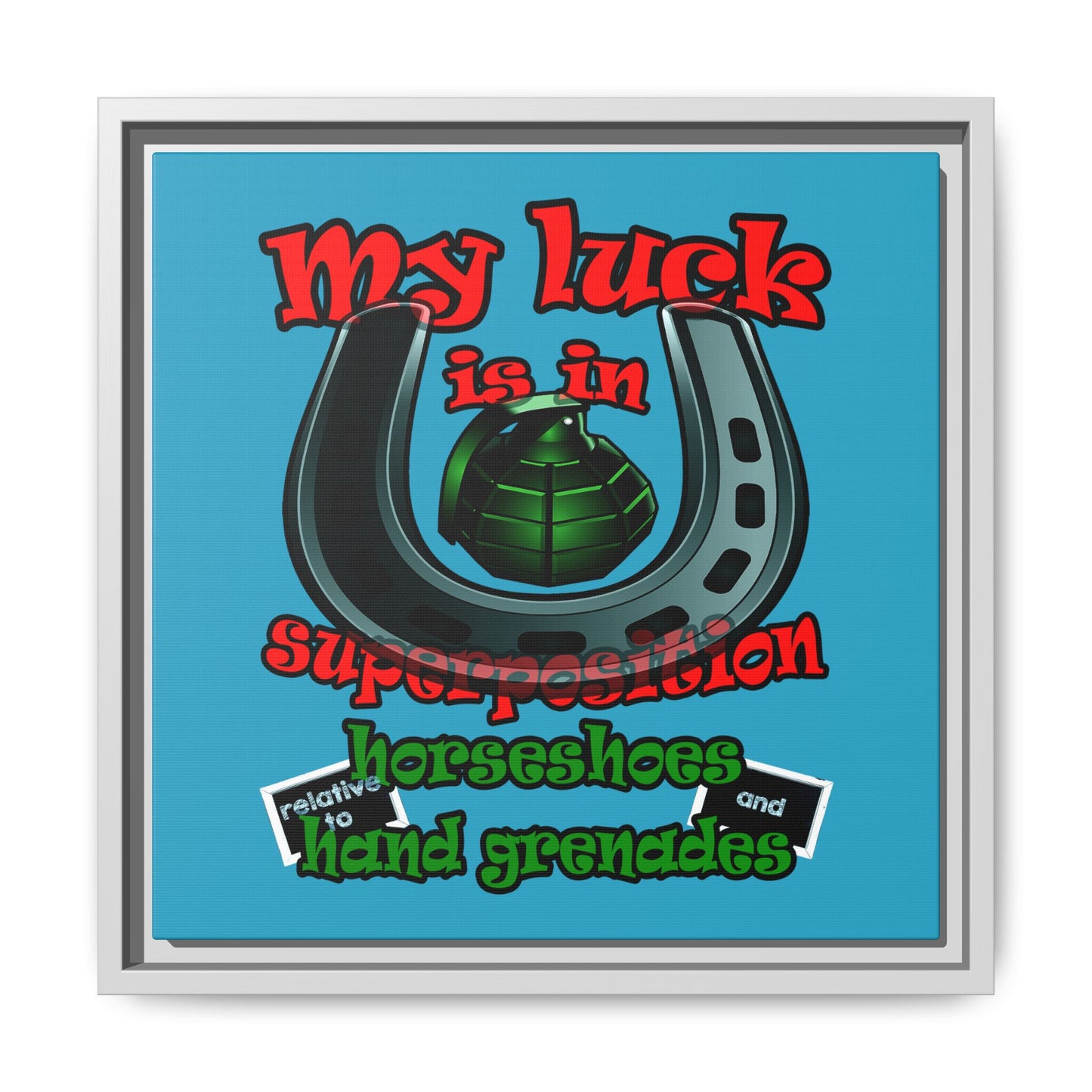 my luck - framed canvas art (turquoise)