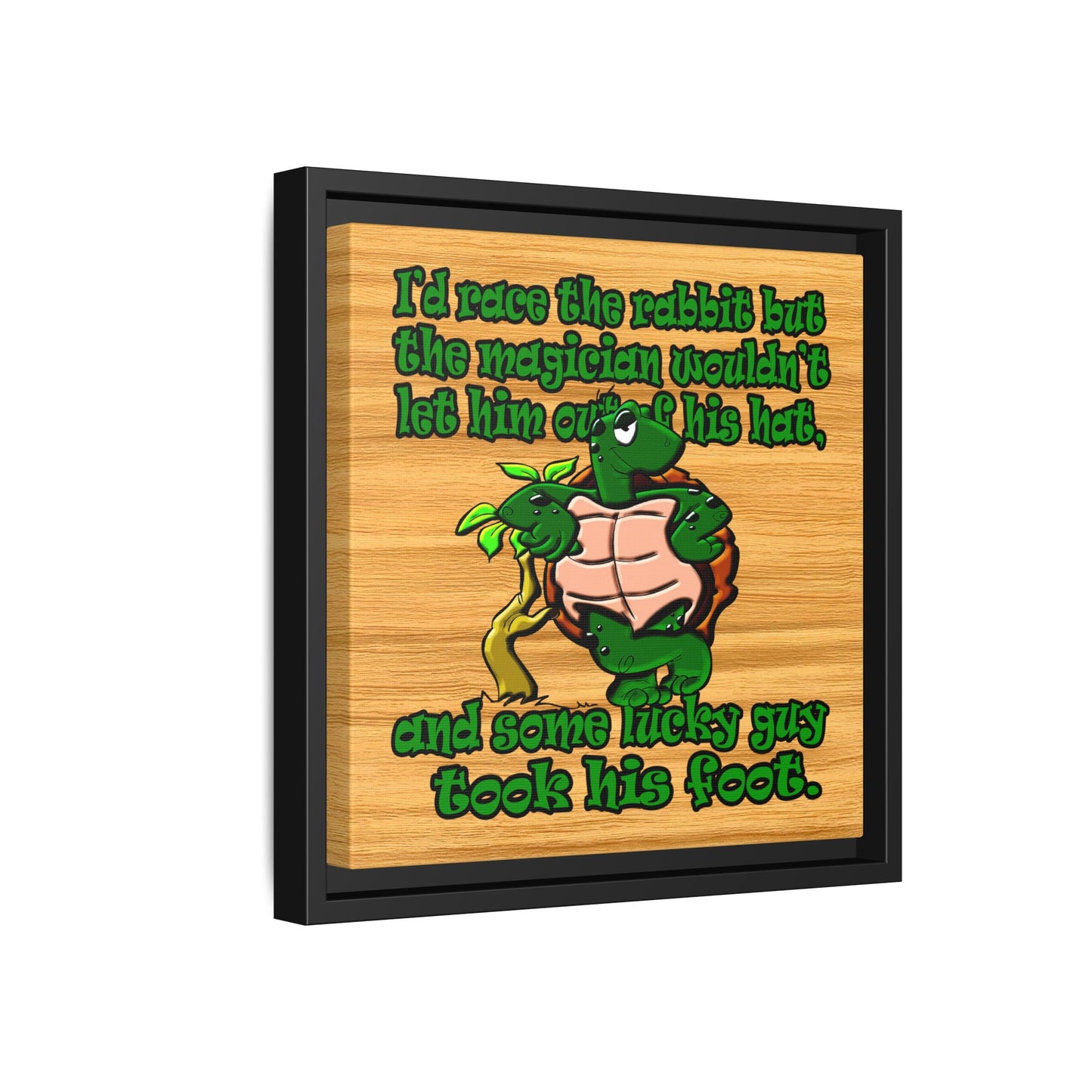 turtle race - framed canvas art (butterscotch wood finish)