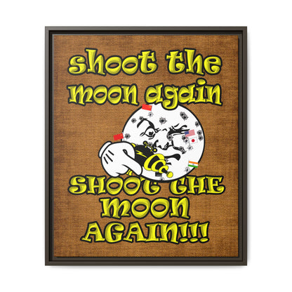 shoot the moon again - framed canvas art (brown papyrus)