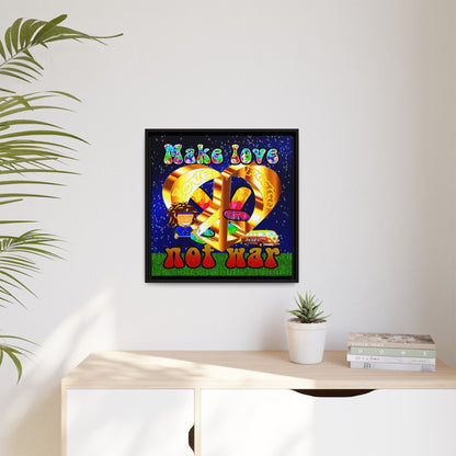 love peace - framed canvas art ('snoops' background)