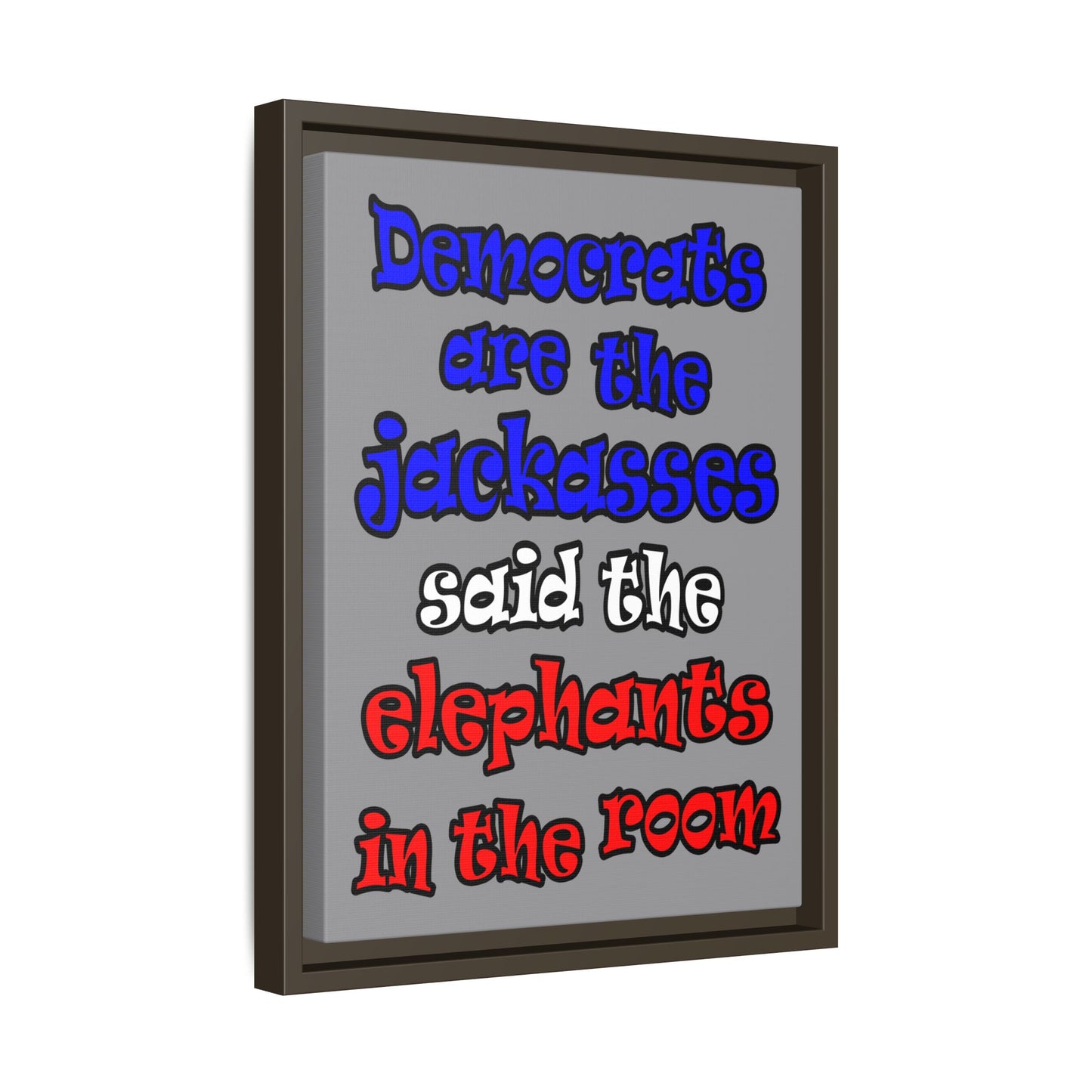 donkeys and elephants - framed canvas art (grey)