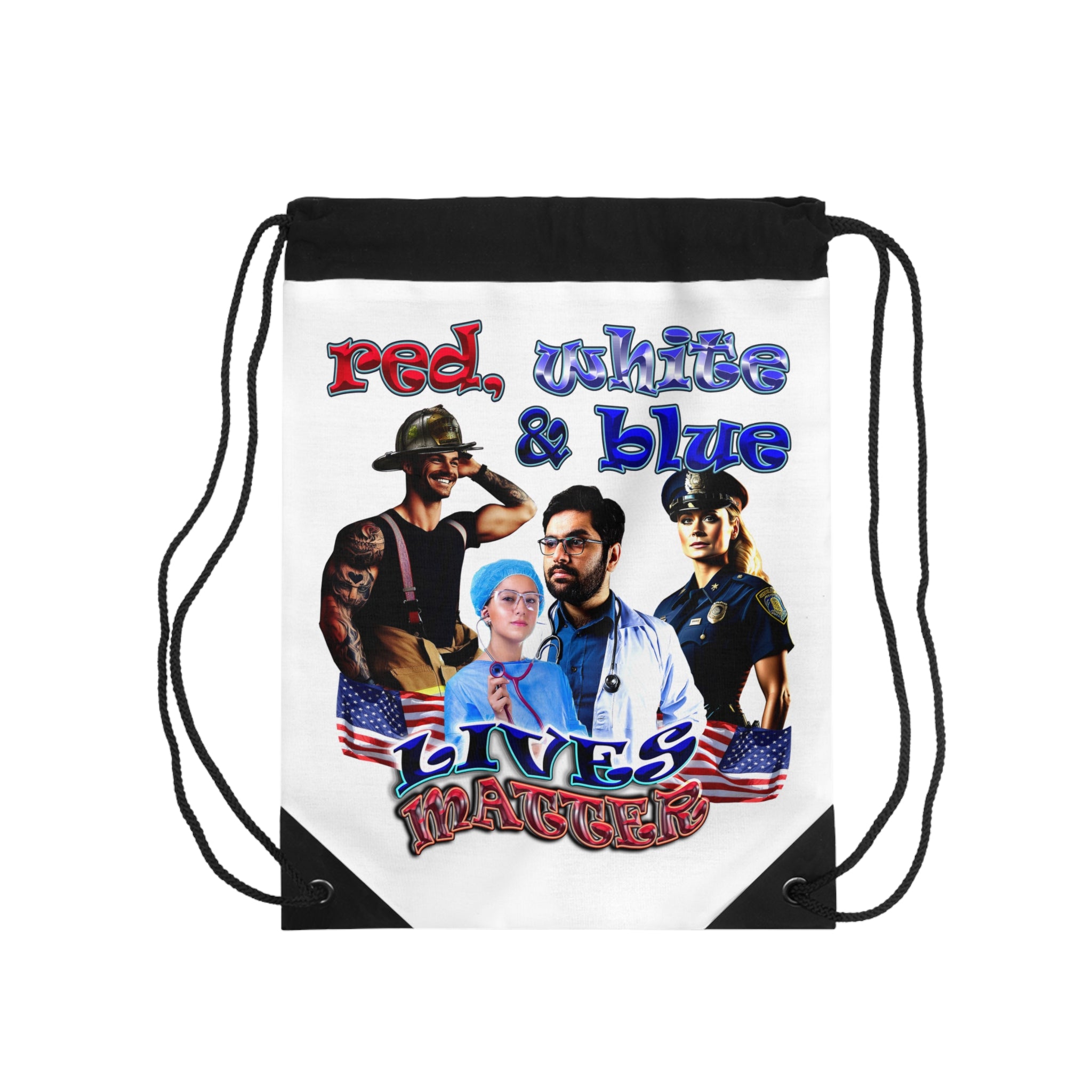 rw&b lives matter - Drawstring Bag (white)