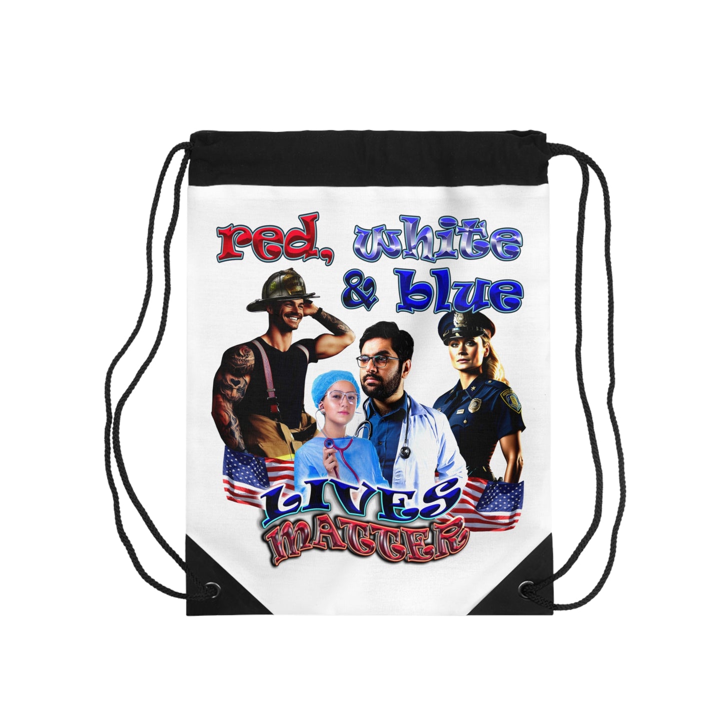 rw&b lives matter - Drawstring Bag (white)