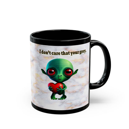 I don't care that your grey - Black Mug (white marble)