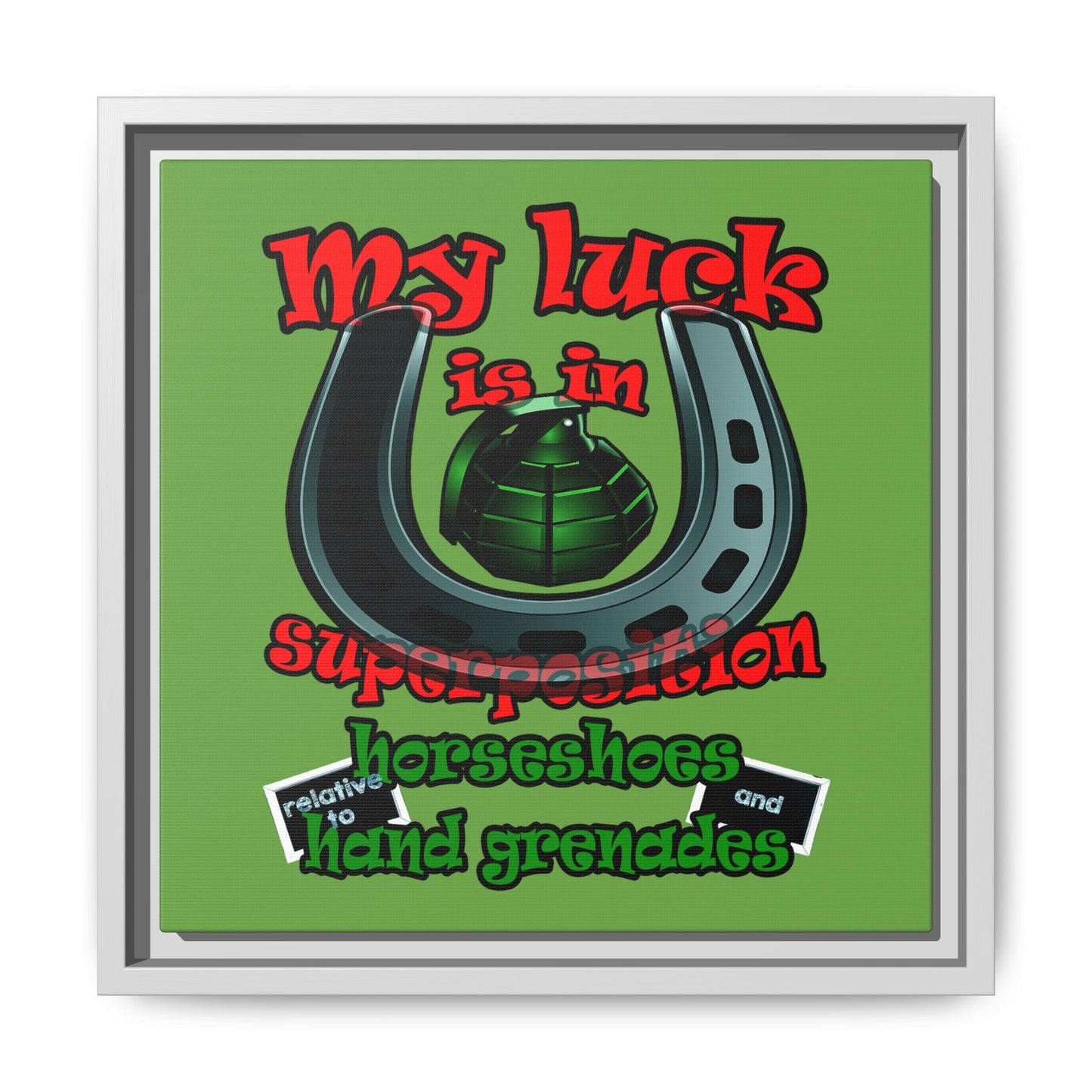 my luck - framed canvas art (green)