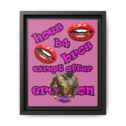 hoes b4 bros - framed canvas art (light pink)