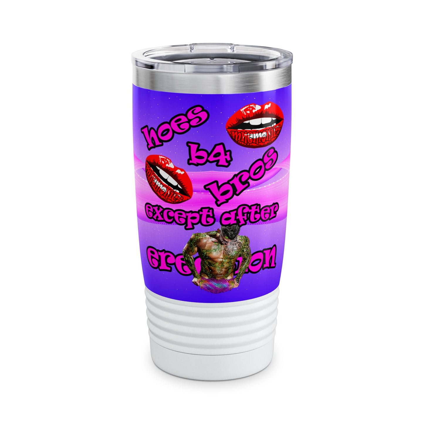hoes b4 bros - Ringneck Tumbler, 20oz (purple-pink wave)