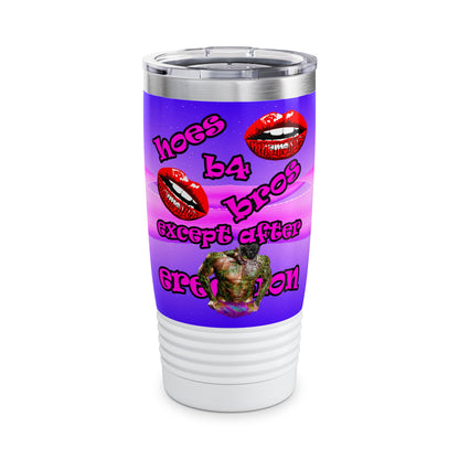 hoes b4 bros - Ringneck Tumbler, 20oz (purple-pink wave)