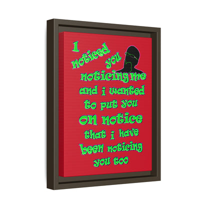noticed you noticing - framed canvas art (dark red)