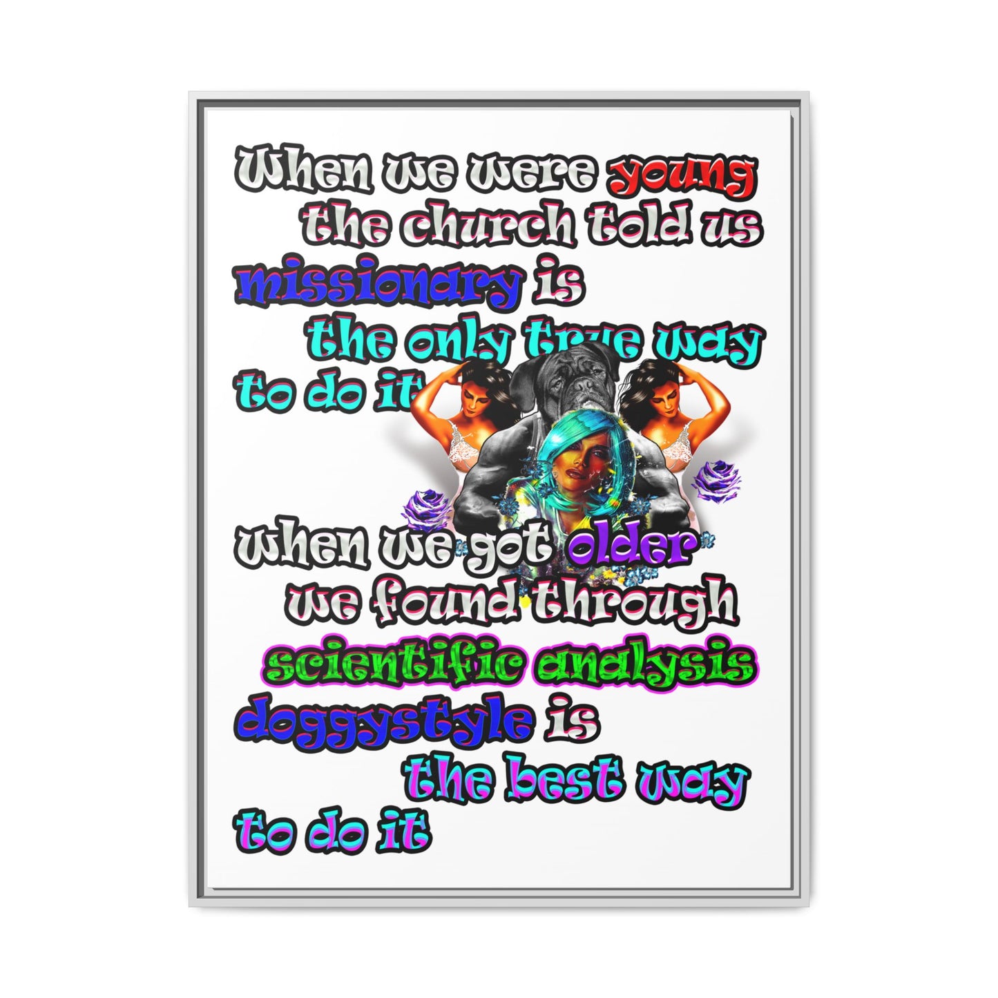 doggystyle - framed canvas art (white)