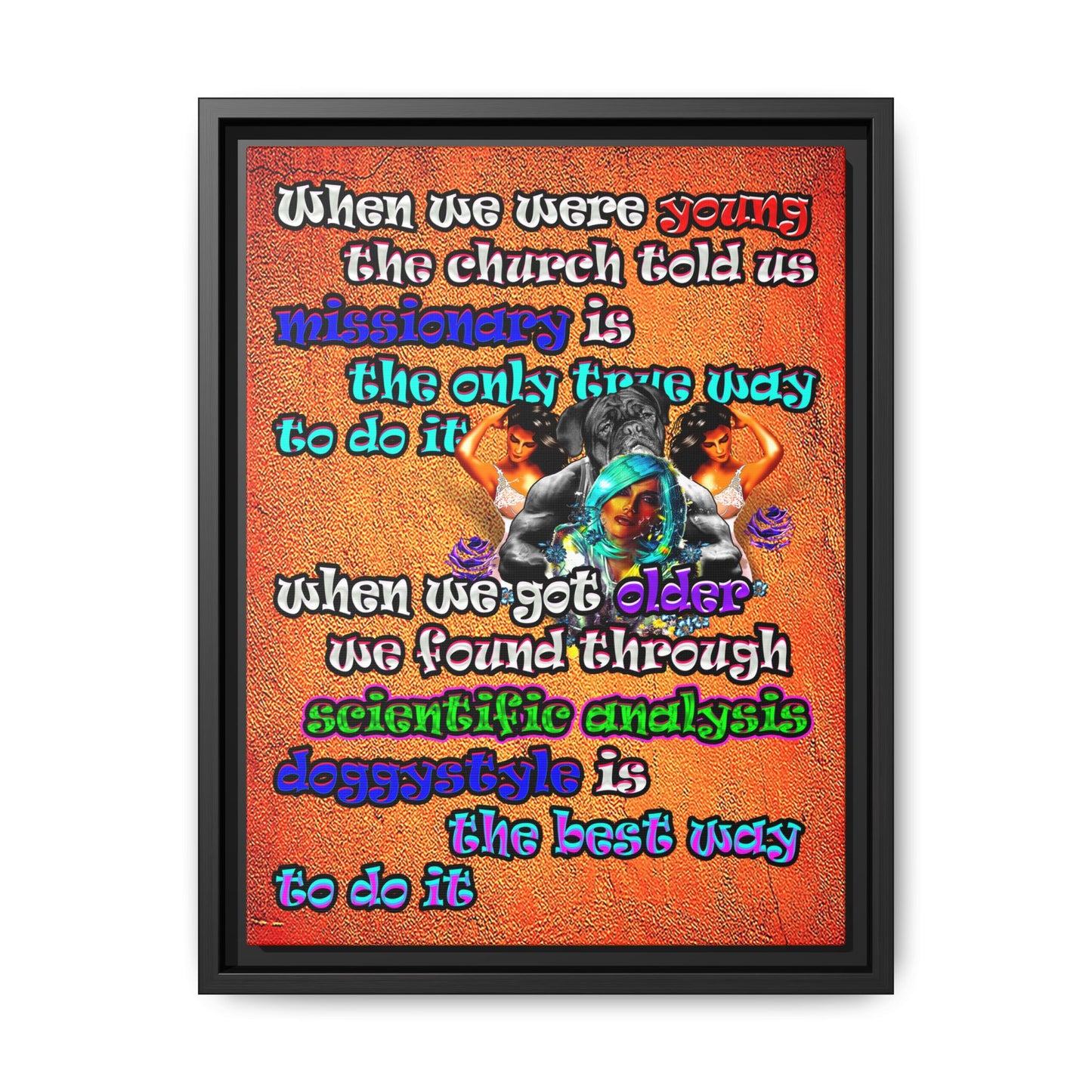 doggystyle - framed canvas art (burnt orange)