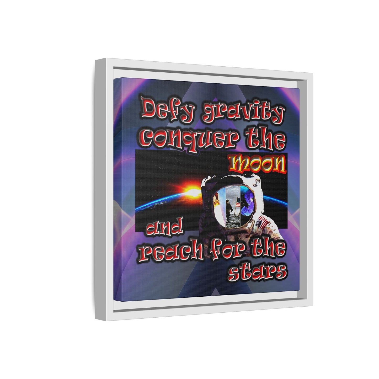 defy conquer reach - framed canvas art (grey-pink wave)